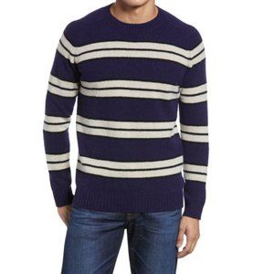 NWOT XL Men's Nn07 Nathan Stripe 6212 Wool Crewneck Sweater in Blue msrp $195